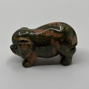 Hand Carved Mini Unakite Jasper Crystal Stone Pig Good Fortune Figurine